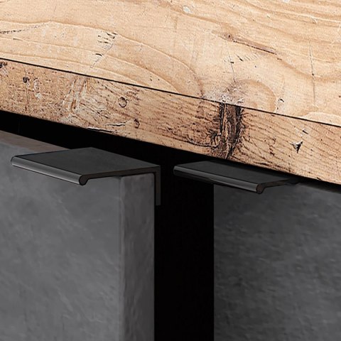 Komoda Czterodrzwiowa BLAGO 180 cm Czarny/Surowy Dąb Loft