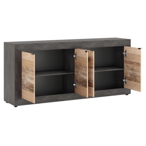 Komoda Czterodrzwiowa BLAGO 180 cm Surowy Dąb/Czarny Loft
