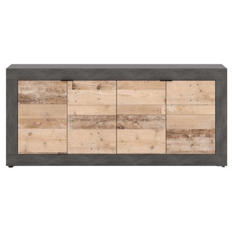 Komoda Czterodrzwiowa BLAGO 180 cm Surowy Dąb/Czarny Loft
