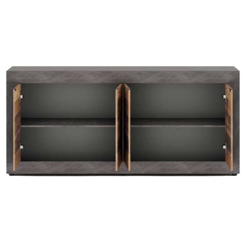 Komoda Czterodrzwiowa BLAGO 180 cm Surowy Dąb/Czarny Loft