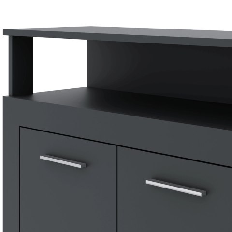 Komoda Czterodrzwiowa z Szufladami BLAGO 190 cm Antracyt Nowoczesna