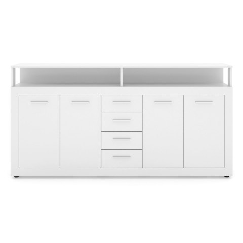 Komoda Czterodrzwiowa z Szufladami BLAGO 190 cm Biała Nowoczesna