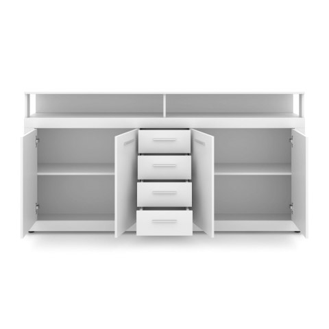 Komoda Czterodrzwiowa z Szufladami BLAGO 190 cm Biała Nowoczesna