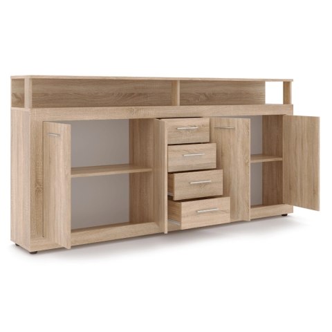 Komoda Czterodrzwiowa z Szufladami BLAGO 190 cm Dąb Sonoma Nowoczesna