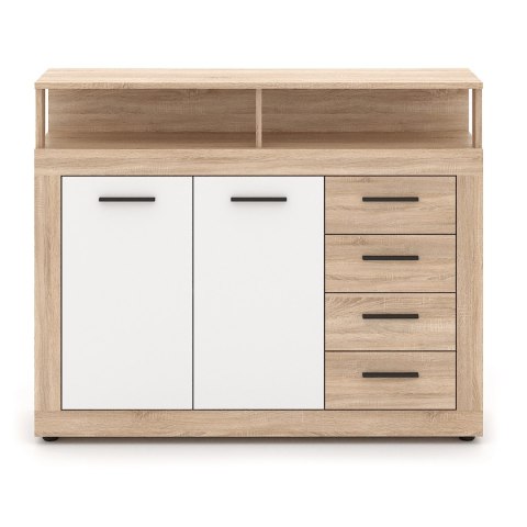 Komoda Dwudrzwiowa BLAGO MIDI A 119,5 cm z Szufladami Dąb Sonoma/Biały Nowoczesna