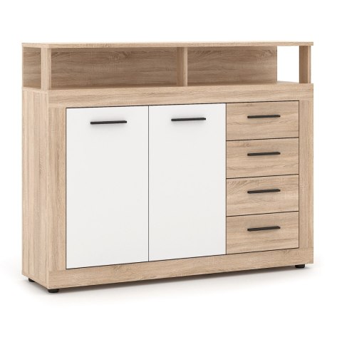 Komoda Dwudrzwiowa BLAGO MIDI A 119,5 cm z Szufladami Dąb Sonoma/Biały Nowoczesna