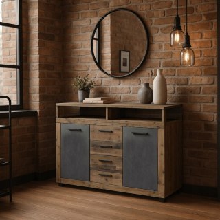 Komoda BLAGO MIDI B 119,5 cm Ciemny Dąb/Czarny