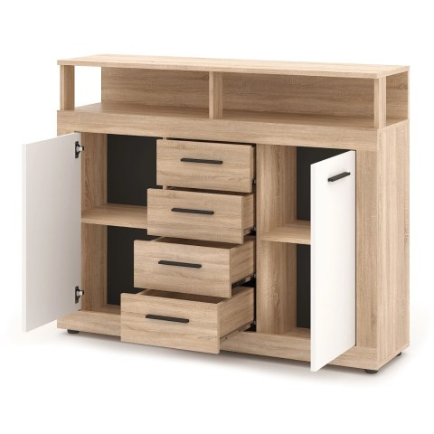 Komoda Dwudrzwiowa z Szufladami BLAGO MIDI B 119,5 cm Dąb Sonoma/Biały Nowoczesna