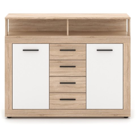 Komoda Dwudrzwiowa z Szufladami BLAGO MIDI B 119,5 cm Dąb Sonoma/Biały Nowoczesna