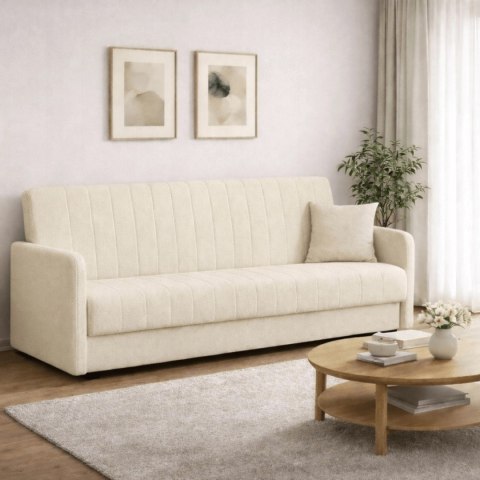 Sofa Rozkładana PORTO Jasnobeżowa Boucle