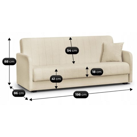 Sofa Rozkładana PORTO Jasnobeżowa Boucle