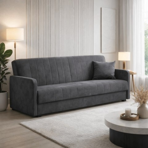 Sofa Rozkładana PORTO Szara Welurowa