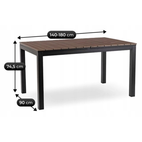 Stół Ogrodowy ARGOS 140-180 cm Orzech/Czarny