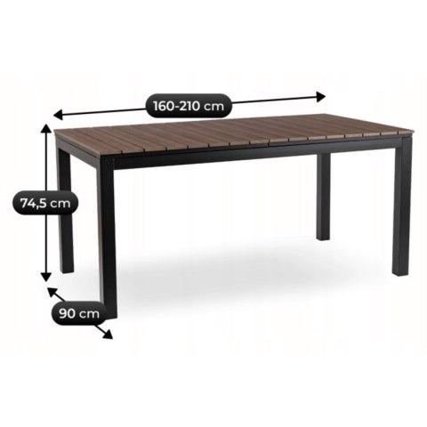 Stół Ogrodowy ARGOS 160-210 cm Orzech/Czarny
