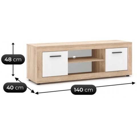 Szafka RTV BLAGO 140 cm Dąb Sonoma/Biały