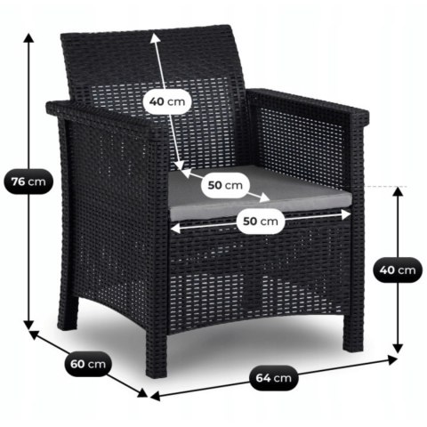 Zestaw Mebli Ogrodowych BRENTA Czarny/Szary
