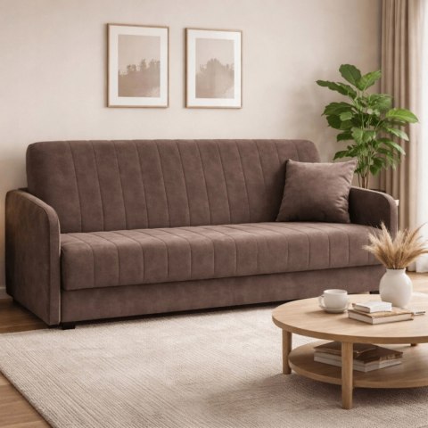 Sofa Rozkładana PORTO Brązowa Welurowa