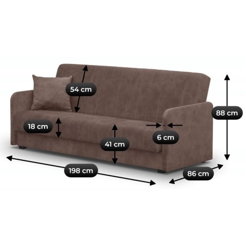 Sofa Rozkładana PORTO Brązowa Welurowa