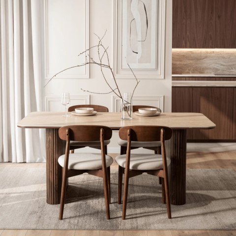 Stół ARAMIS Prostokątny 180 cm Trawertyn/Orzech