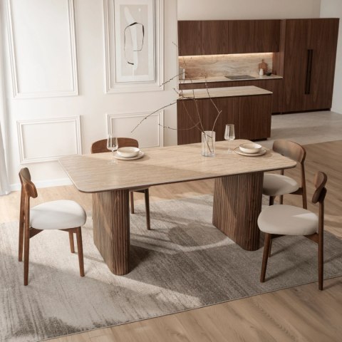 Stół ARAMIS Prostokątny 180 cm Trawertyn/Orzech