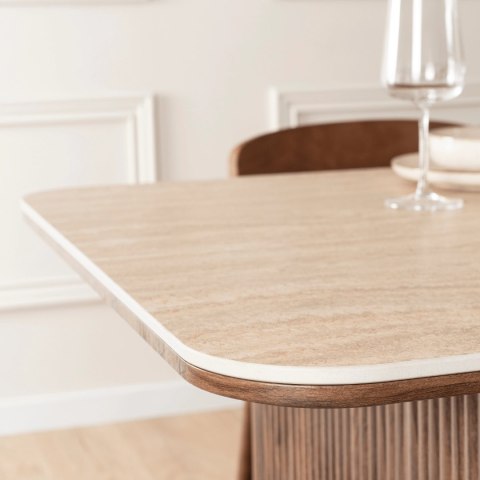 Stół ARAMIS Prostokątny 180 cm Trawertyn/Orzech