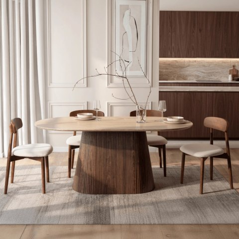 Stół GIANNI Owalny 180 cm Trawertyn/Orzech