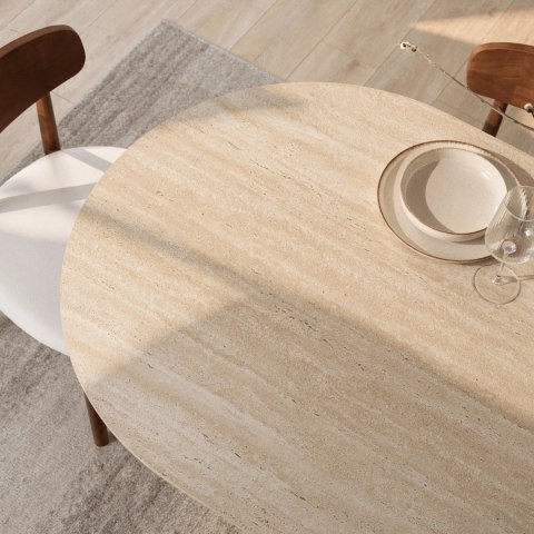 Stół GIANNI Owalny 180 cm Trawertyn/Orzech