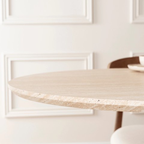 Stół GIANNI Owalny 180 cm Trawertyn/Orzech