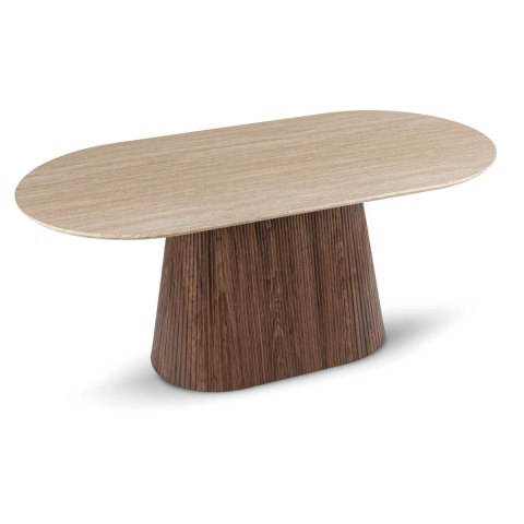 Stół GIANNI Owalny 180 cm Trawertyn/Orzech