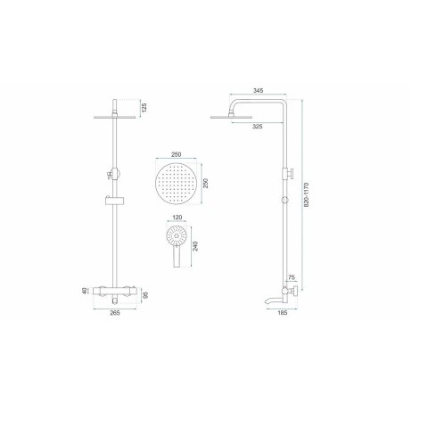 ZESTAW NATRYSKOWO-WANNOWY LUNGO MIEDŹ SZCZO TERMOS