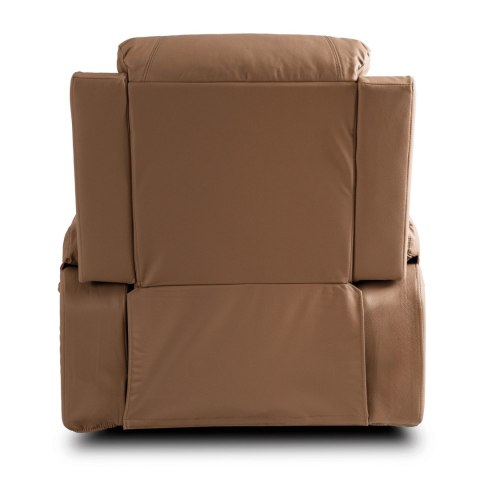 Fotel Masujący BOX Rozkładany z Podnóżkiem Karmelowy Ekoskóra Nowoczesny