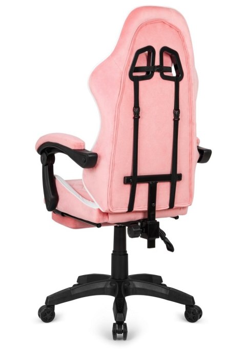Fotel obrotowy gamingowy XL POKER PRO PINK + WHITE ALCANTARA OUTLET