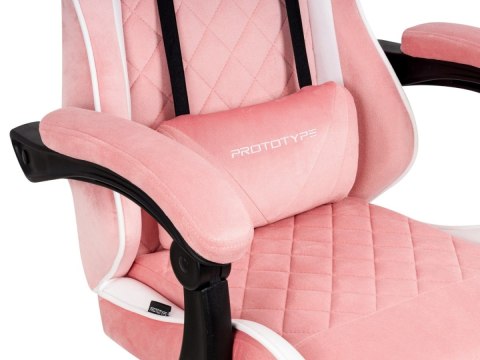 Fotel obrotowy gamingowy XL POKER PRO PINK + WHITE ALCANTARA OUTLET