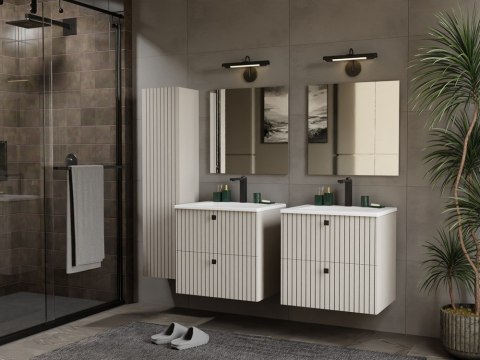 SZAFKA ŁAZIENKOWA WISZĄCA SŁUPEK REGAŁ TIGO 1D KASZMIR RYFLOWANY FRONT