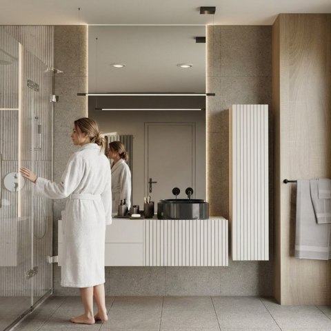 SZAFKA ŁAZIENKOWA WISZĄCA SŁUPEK REGAŁ TIGO 1D KASZMIR RYFLOWANY FRONT