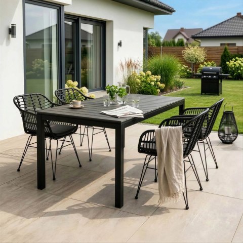 Stół Ogrodowy ARGOS 160-210 cm Ciemnoszary Dąb/Czarny