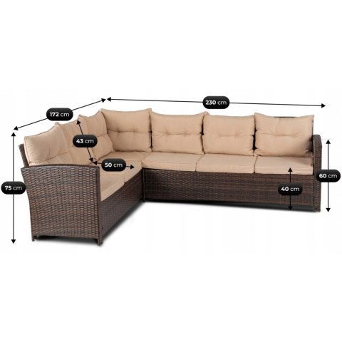 Zestaw Mebli Ogrodowych DALLAS Brązowy/Beżowy