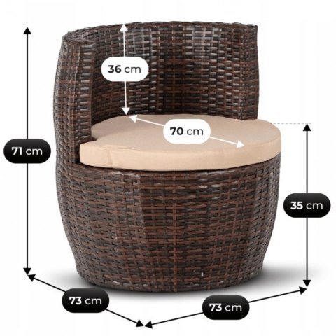 Zestaw Mebli Ogrodowych FRIO Brązowy/Beżowy