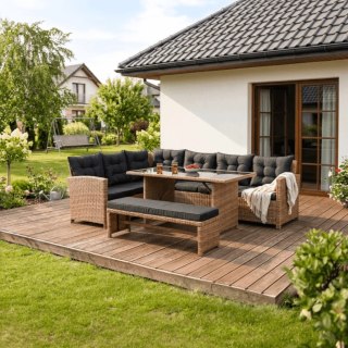 Zestaw Mebli Ogrodowych LIMPIO Jasnobrązowy/Czarny