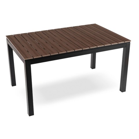 Zestaw Mebli Ogrodowych Stół ARGOS 140-180 cm Orzech i 6 Foteli FRESNO Czarnych