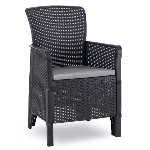 Zestaw Mebli Ogrodowych Stół ARGOS 140-180 cm Orzech i 6 Foteli FRESNO Czarnych