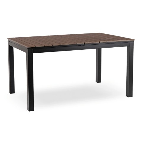 Zestaw Mebli Ogrodowych Stół ARGOS 160-260 cm Orzech i 6 Foteli FRESNO Czarnych