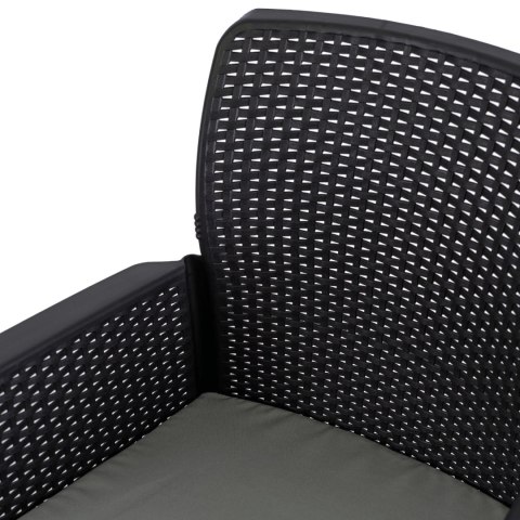 Zestaw Mebli Ogrodowych Stół ARGOS 160-260 cm Orzech i 8 Foteli FRESNO Czarnych