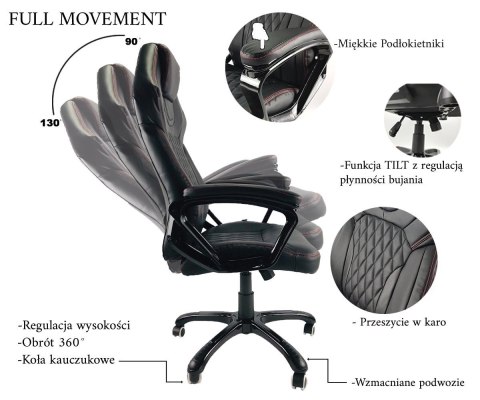 Fotel obrotowy do biurka SPIDER BLACK ALCANTARA