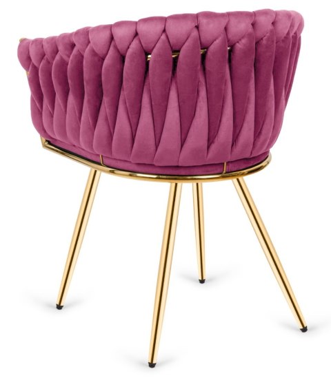 Krzesło plecione Lugano fotel TRECCIA PURPLE VELVET GOLD