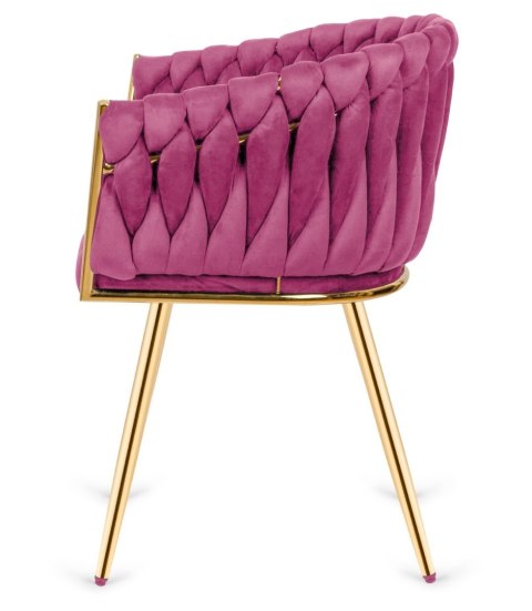 Krzesło plecione Lugano fotel TRECCIA PURPLE VELVET GOLD