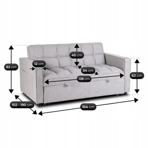 Fotel Rozkładany ASTER 2 do Spania Szary