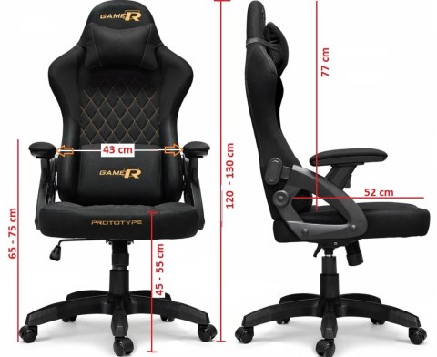 Fotel obrotowy gamingowy DESMO XL BLACK FABRIC