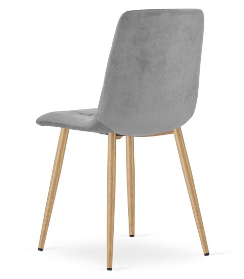 Krzesło KARA - aksamit szary jasny / nogi dąb x 4