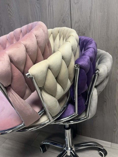 Krzesło obrotowe warkocz TRECCIA OFFICE PINK VELVET